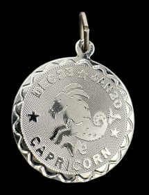 Vintage Sterling Silver Zodiac Capricorn Pendant Charm
