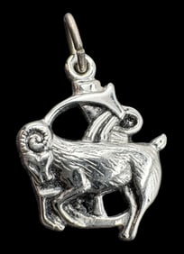 Vintage Sterling Silver Zodiac Capricorn Pendant Charm