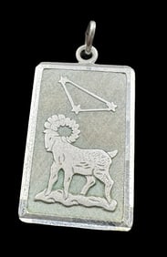 Vintage Sterling Silver Astrological Zodiac Sign Aries Pendant Charm