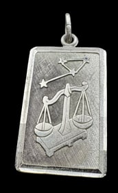 Vintage Sterling Silver Astrological Zodiac Sign Libra Pendant Charm