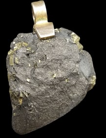 Vintage Gilt Silver & Pyrite Mineral in Matrix Pendant