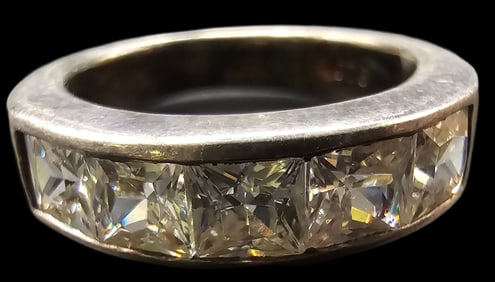 Vintage Sterling Silver & Clear Rhinestone Ring