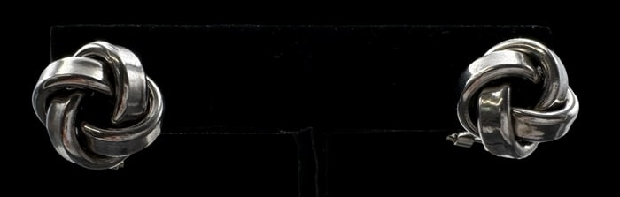 Stylish Vintage Sterling Silver Love Knot Earrings