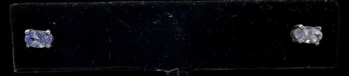 Stylish Vintage Sterling Silver & Blue Gemstone Earrings