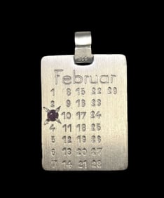 Vintage Sterling Silver & Ruby February 3rd Birthday Pendant