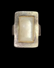 Vintage Mid-Century Modern Sterling Silver & Gemstone Ring