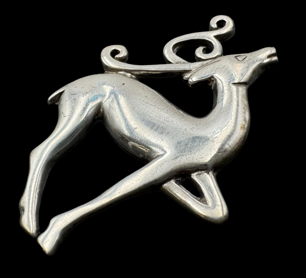 Vintage HAND & HAMMER Handmade Sterling Silver Reindeer Brooch (1 of 6)