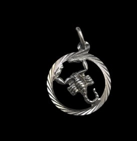 Vintage Mid-Century European 800 Silver Zodiac Pendant - Scorpio