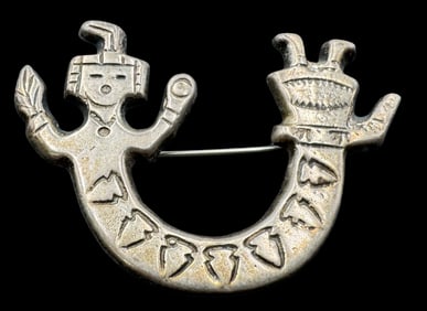 Vintage Native American Navajo Sterling Silver Rainbow Dancer Brooch Pin