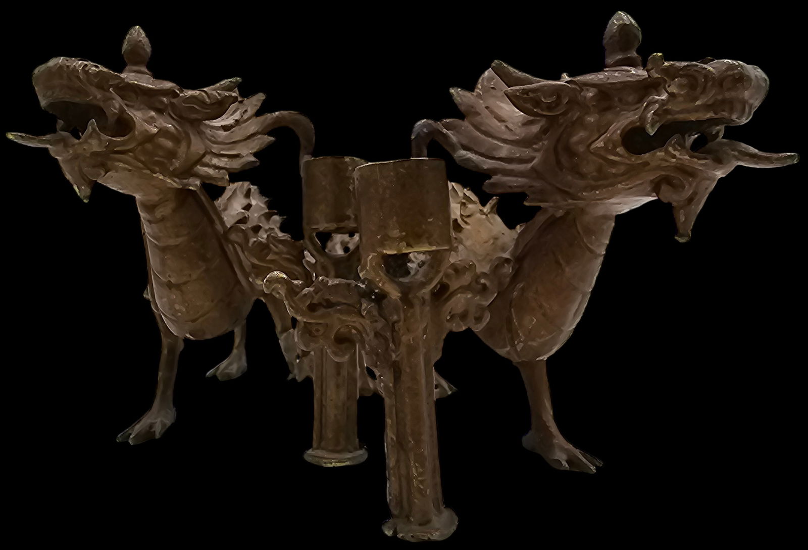 Very Unusual Antique Handmade Dragon Themed Cast Metal Dragon Candle Holders (1 of 7)