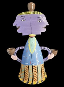 Very Unusual Vintage SUSAN GARSON Two-Faced Glazed Ceramic Sculpture