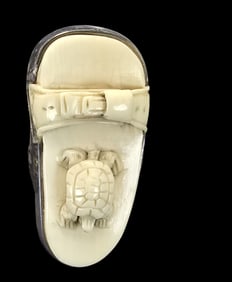 Massive Vintage Custom Made Sterling Silver Ring /w Japanese Netsuke