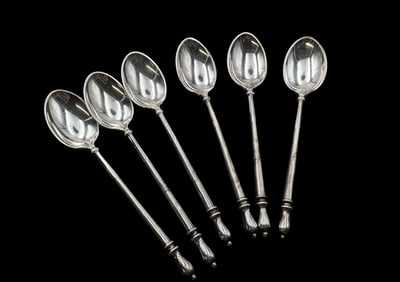 Set of 6 Vintage Danish 830 Silver Tea Spoons