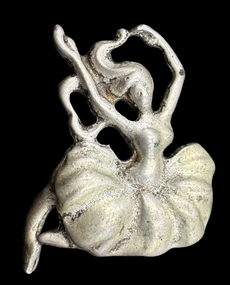 Vintage Sterling Silver Ballerina Ballet Dancer Pendant: Very good vintage condition with minor patina according to age. Pendant measures approx. 1 1/8" long x 1" wide and weighs ca. 3.4 grams. Tested for Sterling Silver.