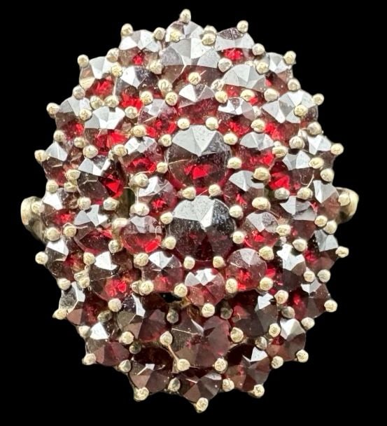Antique 900 Silver & Red Garnet Cluster Ring (1 of 4)