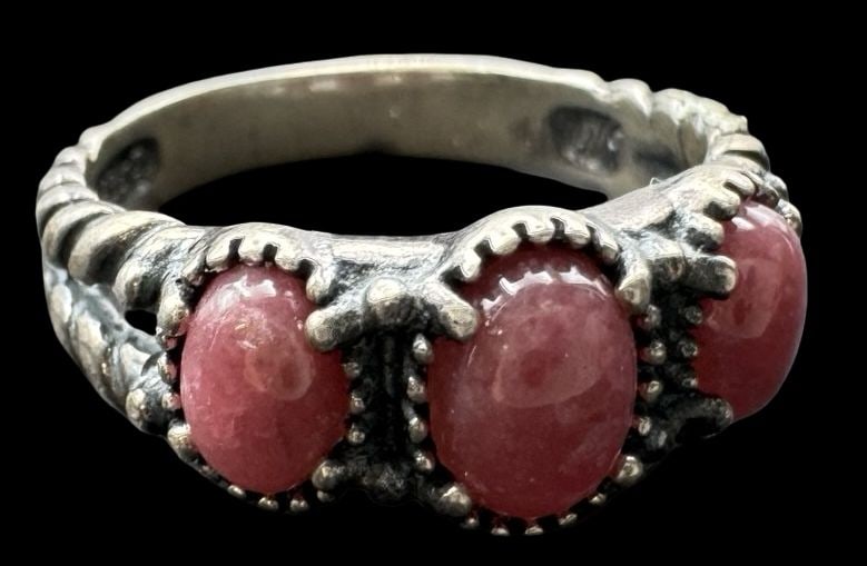 Ornate Vintage Sterling Silver & Pink Gemstone Ring (1 of 4)