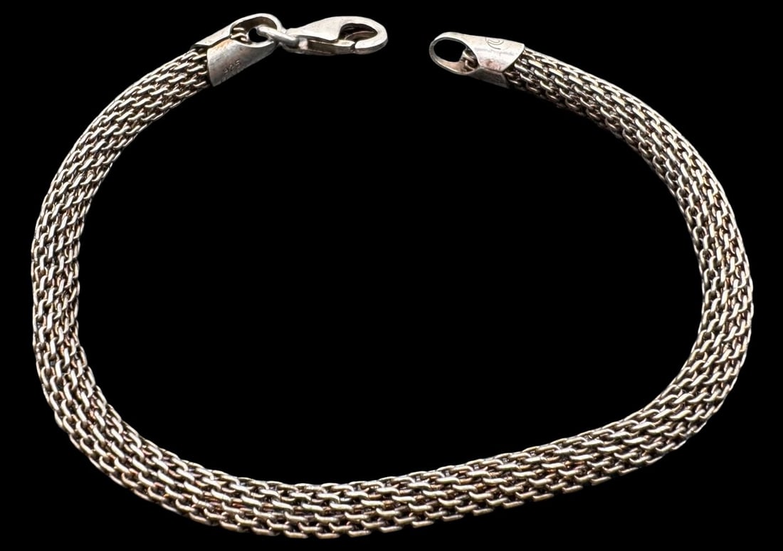 Stylish Vintage Sterling Silver Mesh Bracelet (1 of 3)