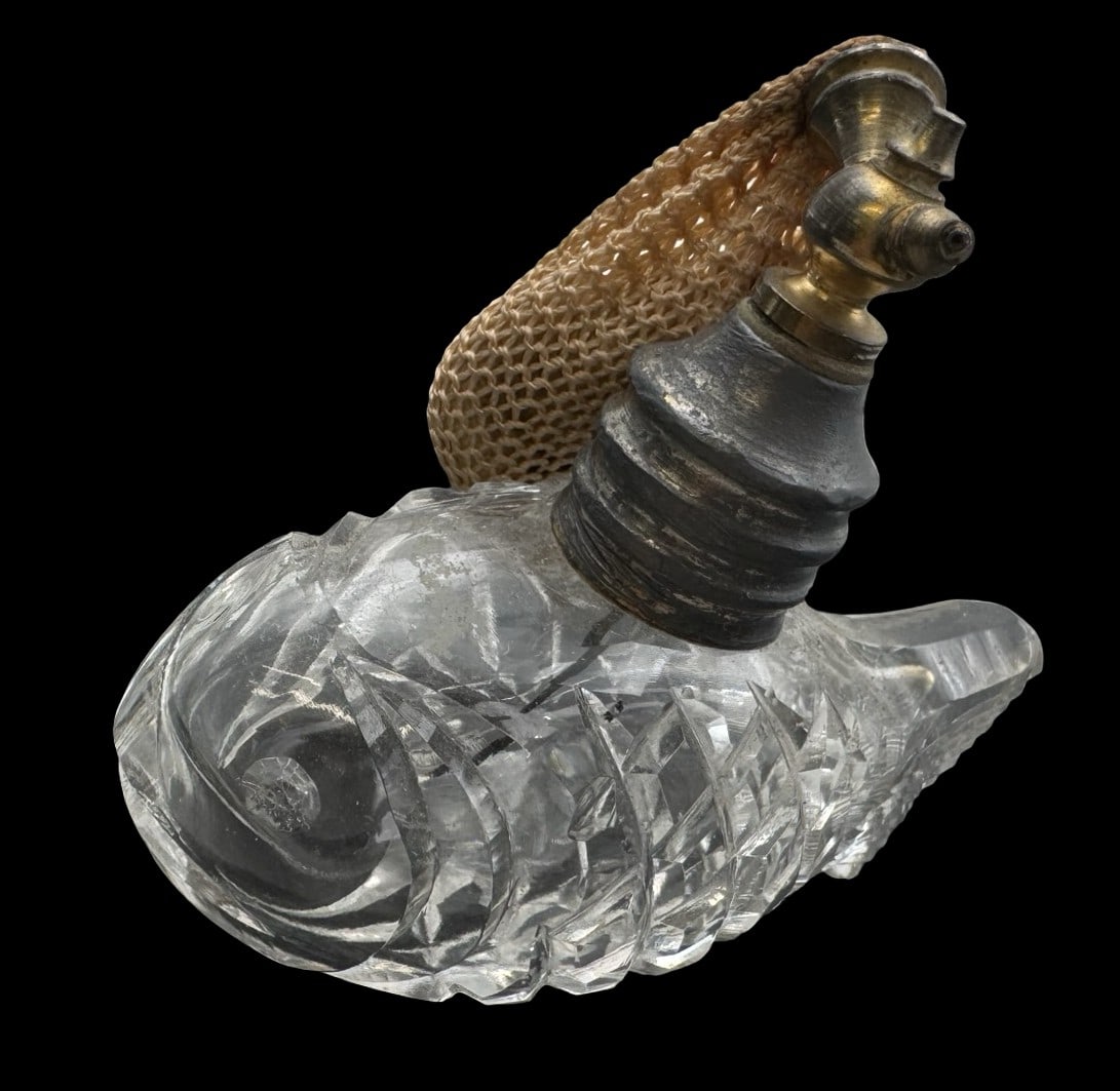 Antique Figural Crystal Fish Perfume Bottle /w Pump (1 of 4)