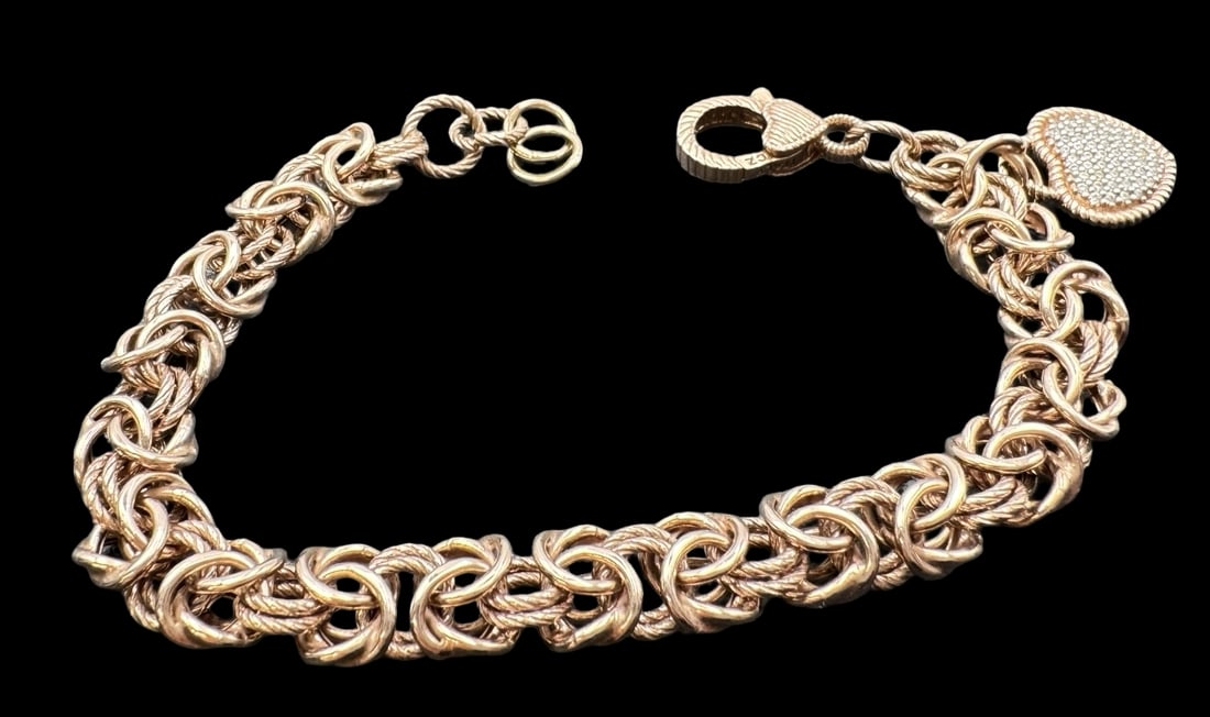 Stylish Vintage JUDITH RIPKA Gilt Sterling Silver Byzantine Heart Charm Bracelet (1 of 5)