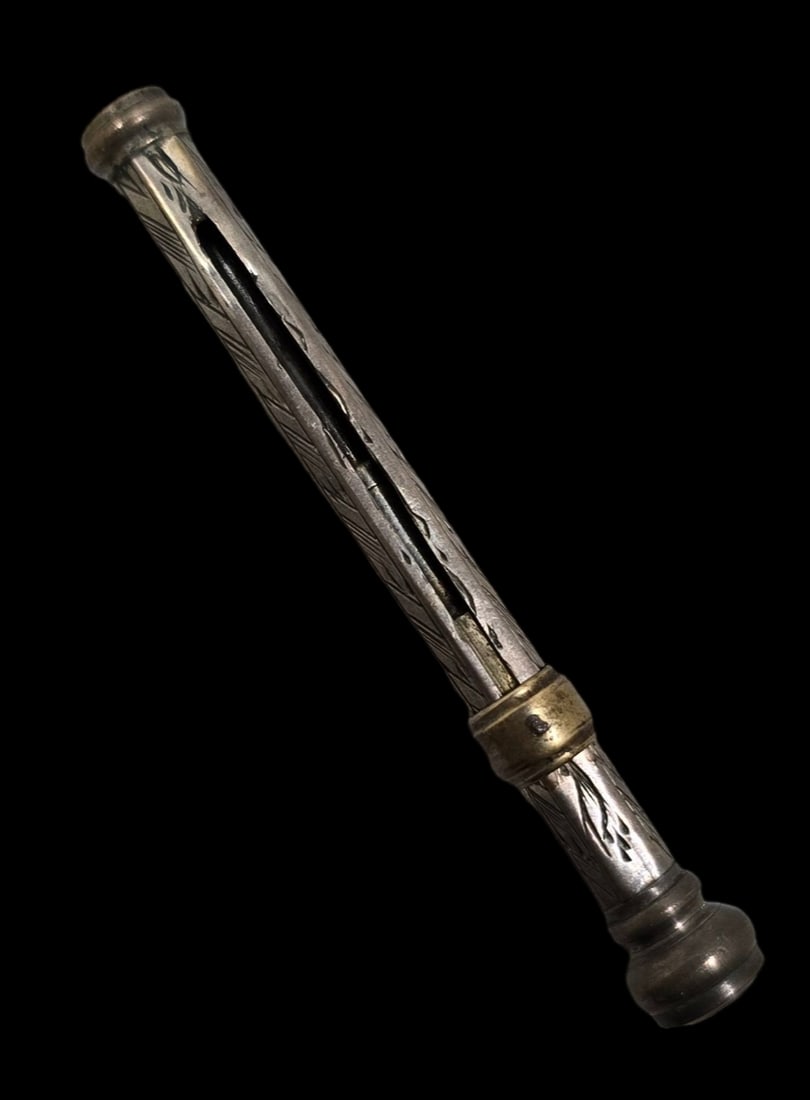 Antique Victorian Silver & Gemstone Retractable Toothpick: Very good vintage condition with minor wear according to age, please see pictures. Measures approx. 2" long.