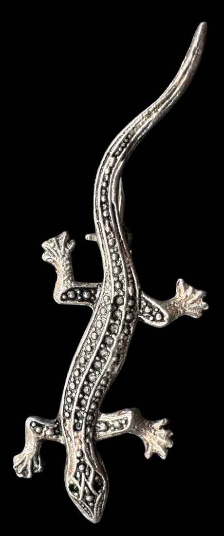 Unusual Vintage Sterling Silver & Marcasite Lizard Brooch (1 of 4)