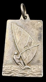 Stylish Vintage 1980s Sterling Silver Wind Surfer Pendant Charm
