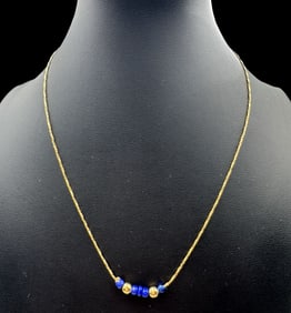 Vintage 18K Gold Filled Necklace & Blue Beads