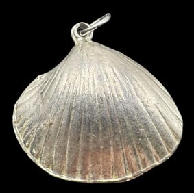 Vintage Sterling Silver Shell Pendant Charm