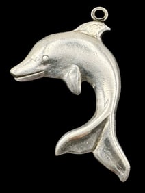 Vintage Sterling Silver Dolphin Pendant Charm