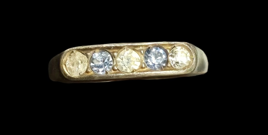 ca. 1940 W. FREY & CO Germany European 835 Silver Designer Ring With Light Blue And Gemstone Stones (1 of 7)