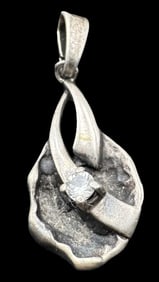 Vintage Sterling Silver & Clear Gemstone Pendant