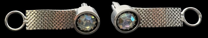 Vintage Silver Metal & Rainbow Crystal Cufflinks