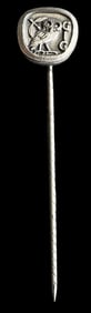 Unusual Vintage European 800 Silver Pin /w Greek Athens Owl Motif