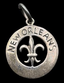 Ornate Vintage Sterling Silver New Orleans Pendant