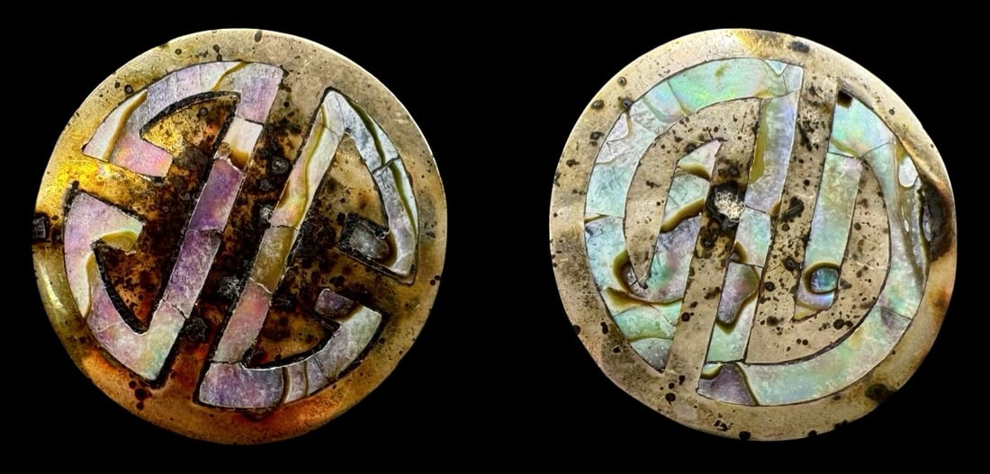 Vintage Taxco Mexico Sterling Silver & Abalone Shell Screw-Back Earrings (1 of 3)