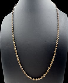 Vintage Italian FAS Gilt Sterling Silver Twisted Rope Chain Necklace