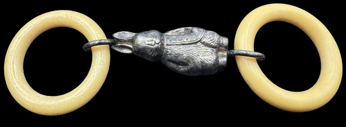 Vintage Sterling Silver Rabbit/Bunny Baby Teething Ring Rattle