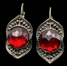 Vintage Costume Jewelry & Red Rhinestone Earrings