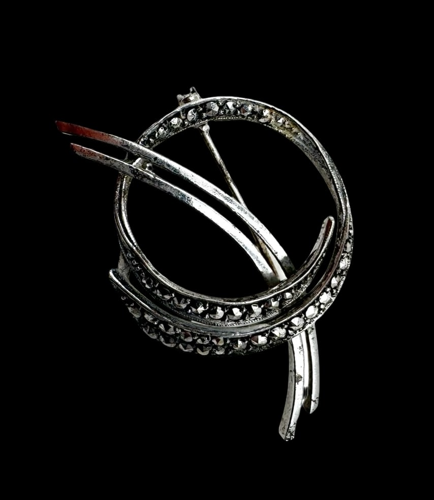 Unusual Vintage Sterling Silver & Gemstone Brooch (1 of 4)