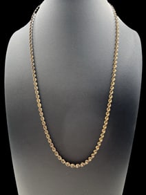 Vintage Italian FAS Gilt Sterling Silver Twisted Rope Chain Necklace