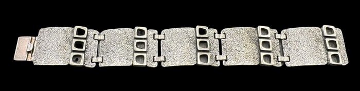 Vintage Mid-Century Modern Brutalist European 835 Silver Bracelet & Pendant Set