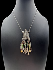 Vintage R.S. Southwestern Sterling Silver Necklace & Turtle Pendant