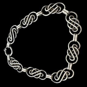 Unusual Ornate Vintage European 835 Silver Chain Bracelet