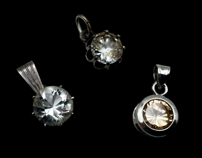 Charming Vintage Set of 3 Sterling Silver & Gemstone Pendant Charms (1 of 6)
