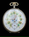 Ornate Antique European DOXA 800 Silver & Enamel Dial Railroad Pocket Watch /w Locomotive Engraving