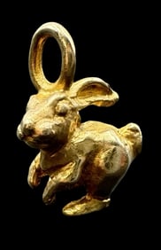 Vintage Gilt Sterling Silver Rabbit Pendant Charm