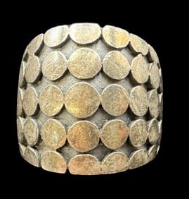 Unusual Vintage Mid-Century Modern Brutalist Partially Gilt Sterling Silver Ring