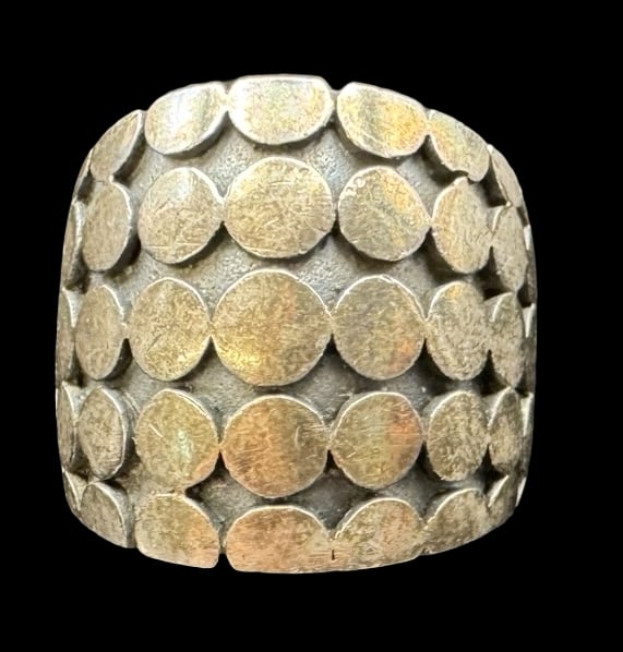 Unusual Vintage Mid-Century Modern Brutalist Partially Gilt Sterling Silver Ring (1 of 5)