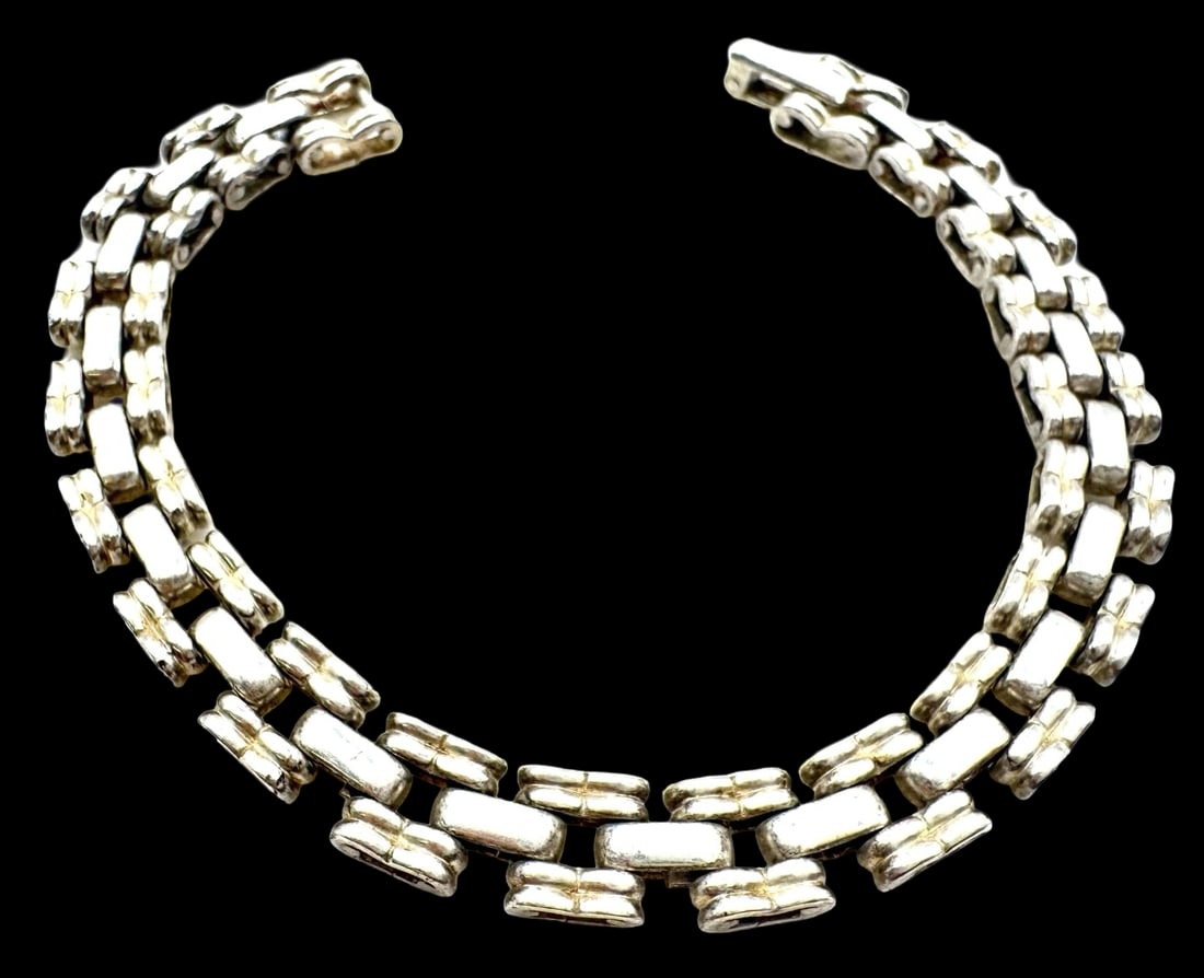 Stylish Vintage Sterling Silver Chain Bracelet (1 of 5)