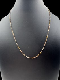 Vintage Italian Gilt Sterling Silver Rope/Swirl Chain Necklace